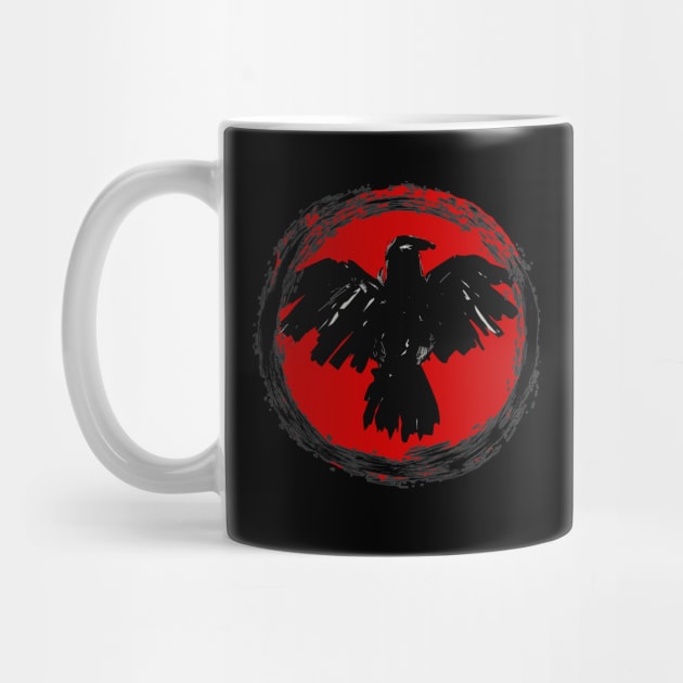 Mug & Travel Mug_Texas POĒtrope RED-VORTEX RAVEN Logo by texaspoetrope